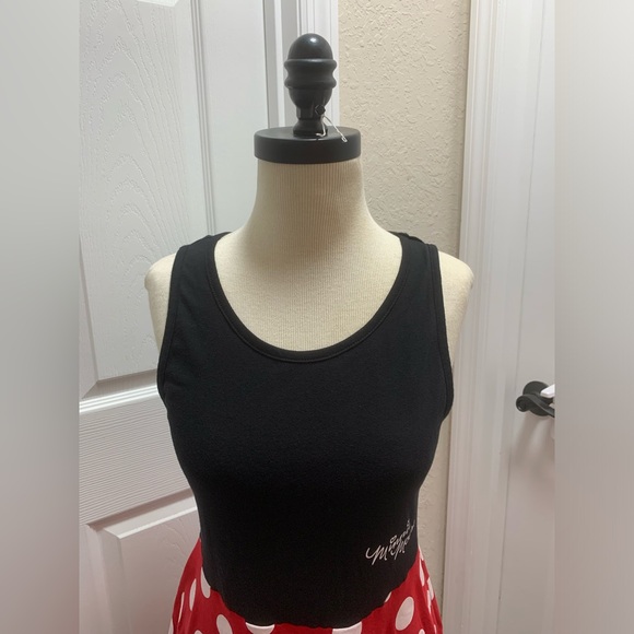 Disney Minnie Mouse Black With Red Polka Dots Tank Dress Juniors Size M 7/9 - Picture 4 of 12